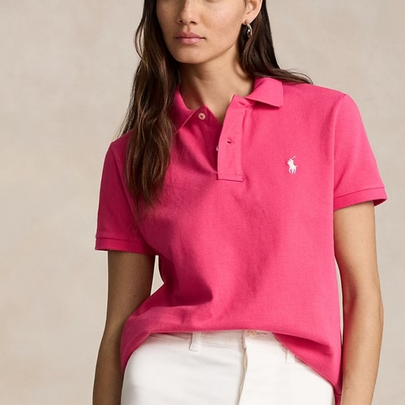 Ralph lauren Classic Fit Mesh Polo Tee Shirt Pink size medium - Picture 1 of 12